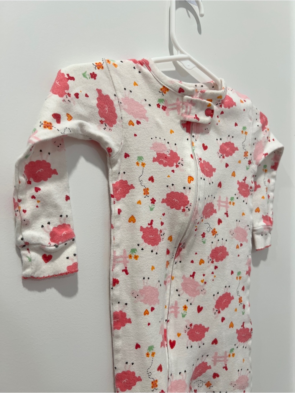 OshKosh B’gosh 12M Footed Zip Sleeper Pajamas | Pink Sheep Print